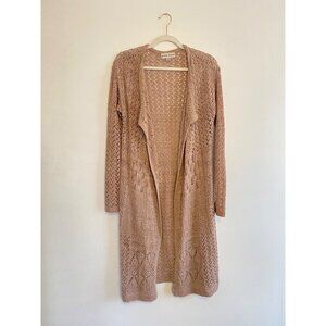 Knox Rose Women's Open Front Long Knit Cardigan Sweater Size M Blush Pink